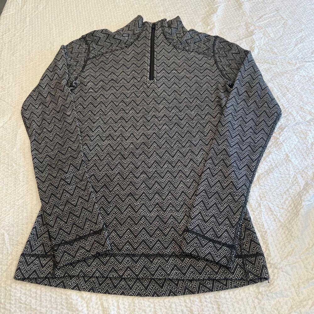 Smartwool black and white print long sleeve top women Small